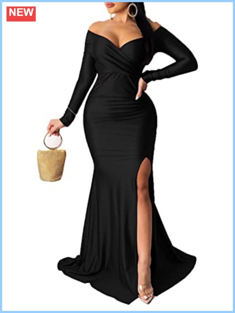 Off Shoulder Mermaid Maxi Dress Elegant Split Formal Evening Gown